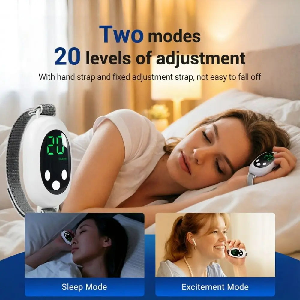 White Smart EMS Sleep Aid Device with Digital Display & 20 Intensity Levels - Wearable Dual Mode Physical Sleep Aid Instrument Wholesale Hub