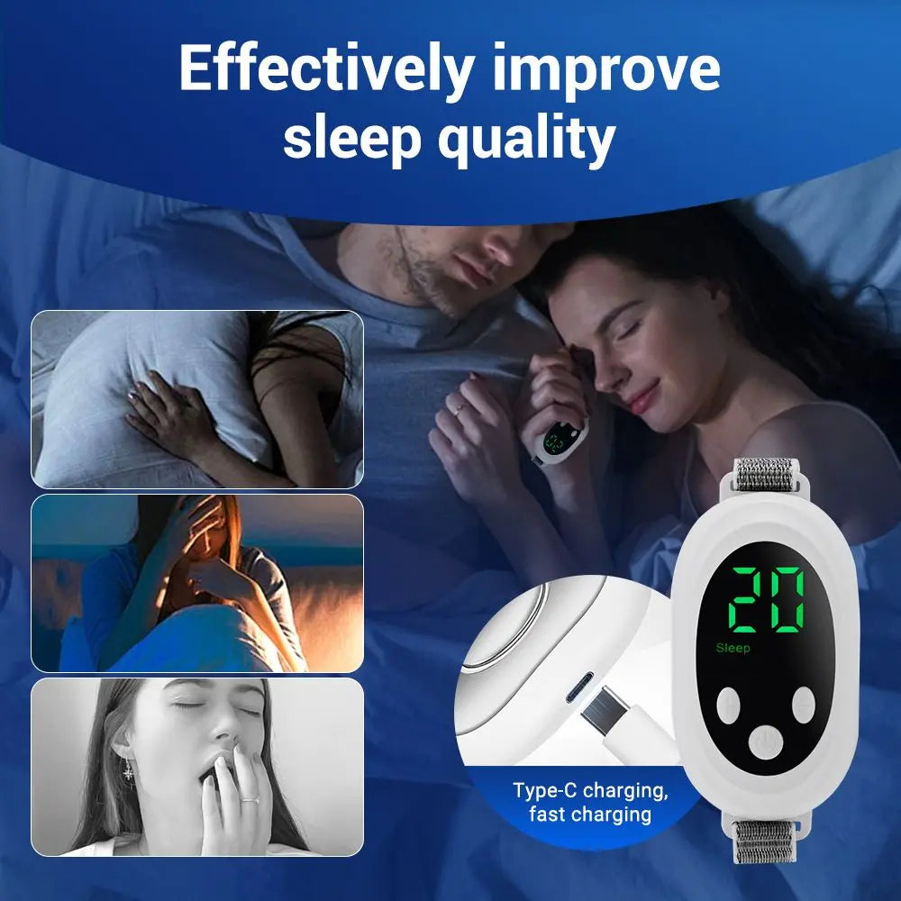 White Smart EMS Sleep Aid Device with Digital Display & 20 Intensity Levels - Wearable Dual Mode Physical Sleep Aid Instrument Wholesale Hub