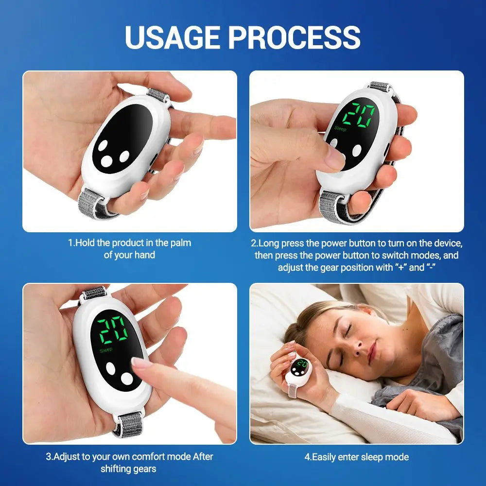 White Smart EMS Sleep Aid Device with Digital Display & 20 Intensity Levels - Wearable Dual Mode Physical Sleep Aid Instrument Wholesale Hub