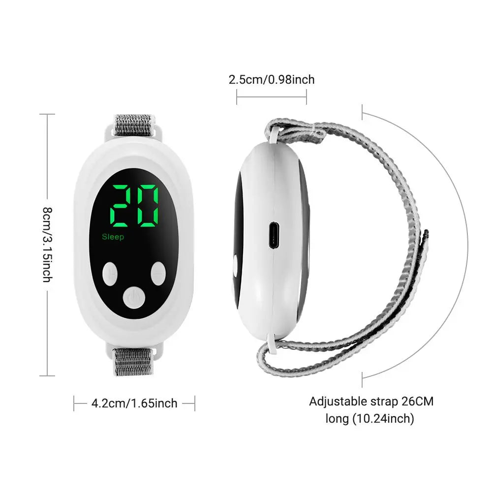 White Smart EMS Sleep Aid Device with Digital Display & 20 Intensity Levels - Wearable Dual Mode Physical Sleep Aid Instrument Wholesale Hub