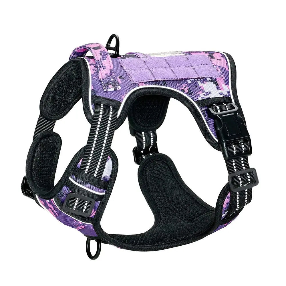 Purple Professional Adjustable Tactical Dog Mesh Harness - Reflective No-Pull Pet Vest with Control Handle (S Size for Weight 18-35 lbs) Wholesale Hub