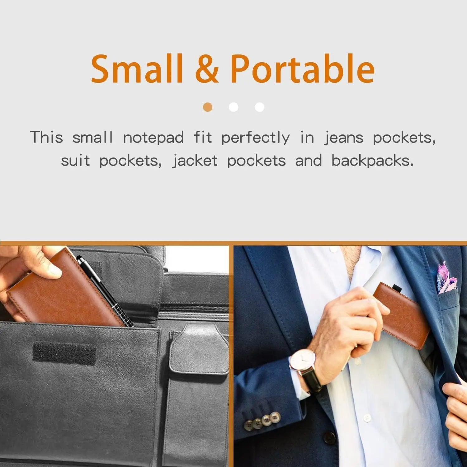 7-Piece Blue Business A7 Pocket Notebook Set - Premium PU Leather Memo Pad, 5 Memo Replacement Refills & 2-in-1 Metal Stylus Pen Wholesale Hub