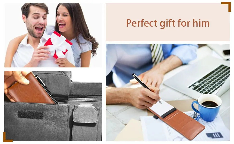7-Piece Blue Business A7 Pocket Notebook Set - Premium PU Leather Memo Pad, 5 Memo Replacement Refills & 2-in-1 Metal Stylus Pen Wholesale Hub