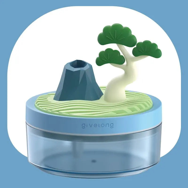 Pine Tree Blue USB Portable Bionic Landscape Humidifier and Creative Potted Plant Air Diffuser - 7-Color Night Light & 2-Mode Mist Timer Wholesale Hub