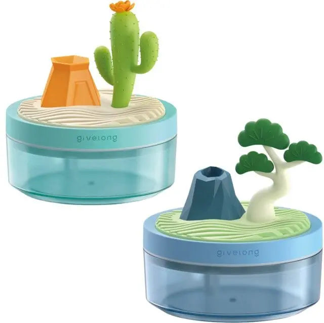 Cactus & Pine Tree USB Portable Bionic Landscape Humidifier and Creative Potted Plant Air Diffuser - 7-Color Night Light & 2-Mode Mist Timer Wholesale Hub
