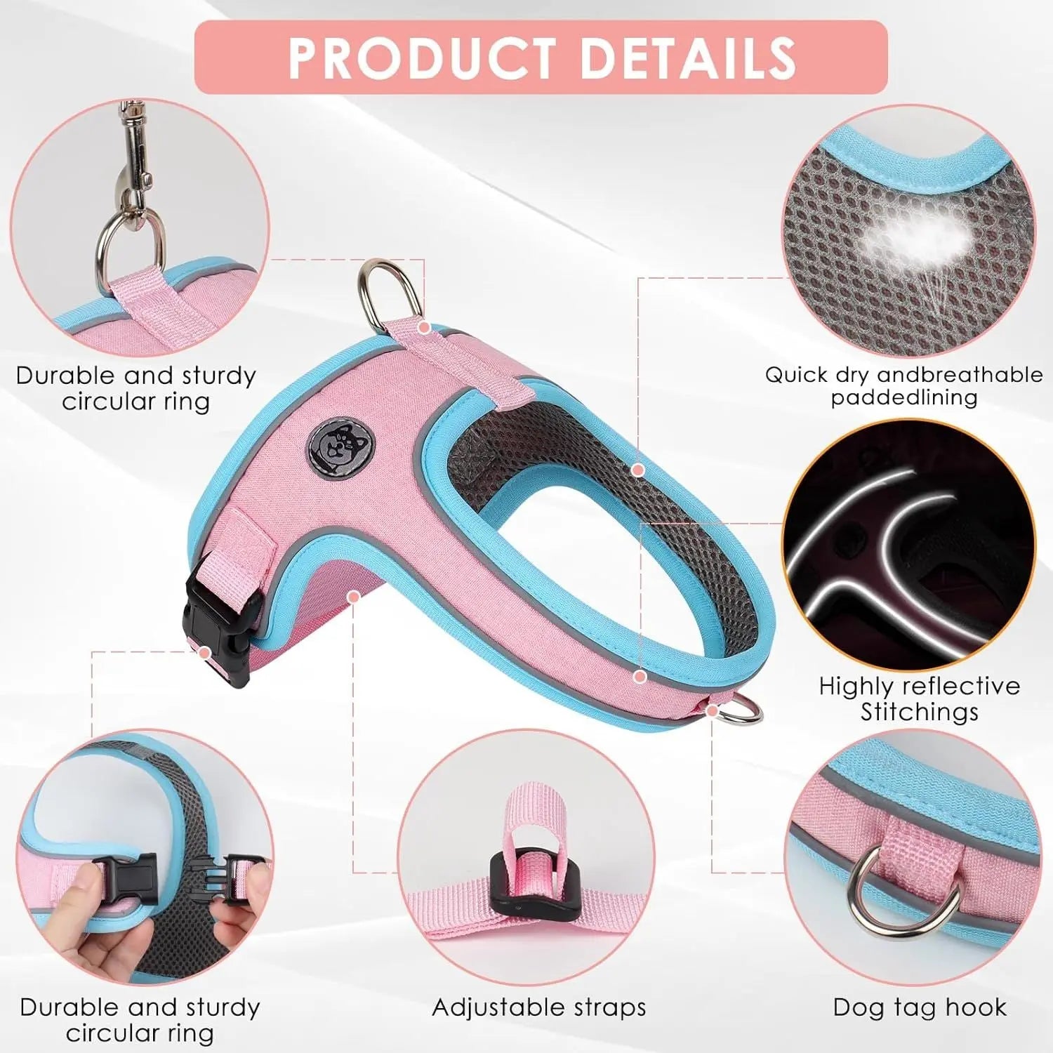 XS Size Black Waterproof Reflective Saddle-Style Dog Harness & 1.5M Leash Set - Breathable Anti-Choke Escape-Proof Step-In Walking Gear Wholesale Hub