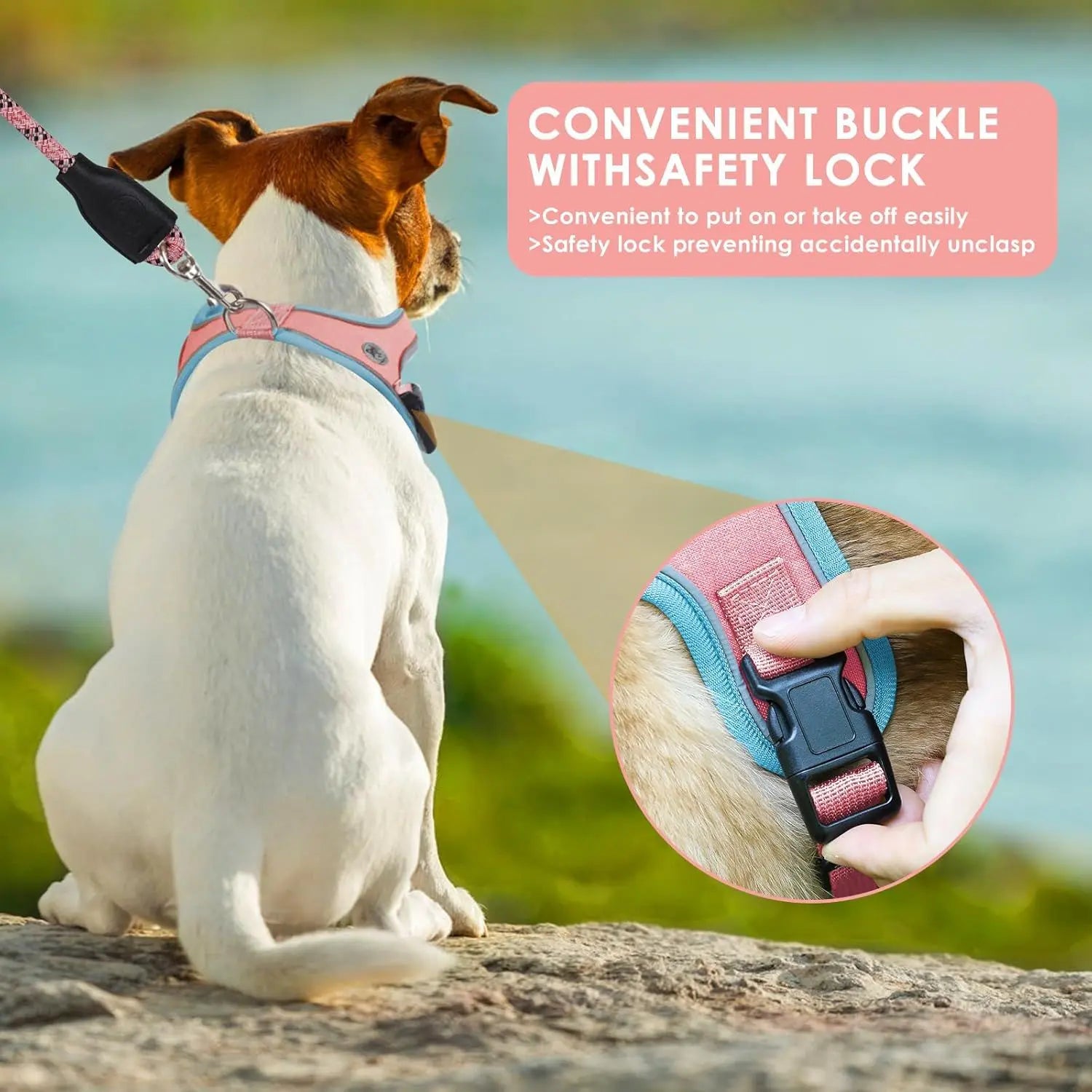 M Size Pink Waterproof Reflective Saddle-Style Dog Harness & 1.5M Leash Set - Breathable Anti-Choke Escape-Proof Step-In Walking Gear Wholesale Hub