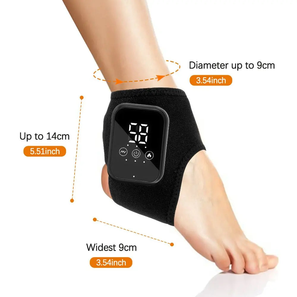 Grey Wireless Rechargeable Heated Ankle Massager - 3 Heat Levels & 3 Vibrating Intensities Foot Joint Wrap for Pain Relief and Recovery Wholesale Hub