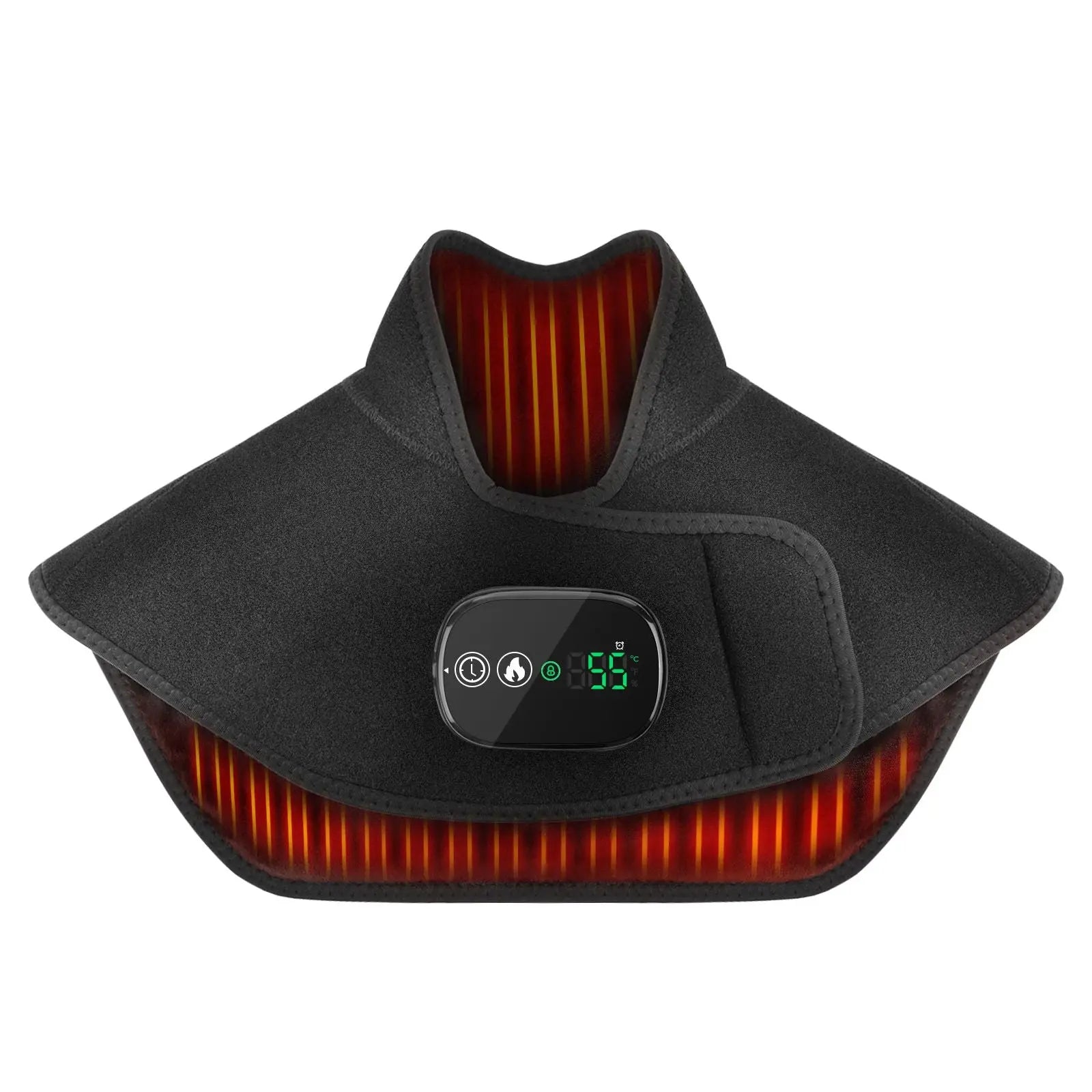 Black Wireless Large Coverage Heated Shoulder & Neck Wrap - TypeC Rechargeable Thermal Therapy Shawl with 4 Temp Levels & 5 Timers Wholesale Hub