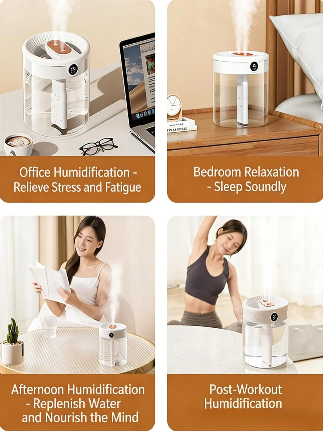 Pink 2L Dual-Spray Ultrasonic Humidifier and Air Diffuser with Night Light - USB Powered, Quiet Operation, Smart Digital Display & Real-Time Humidity Sensor Wholesale Hub