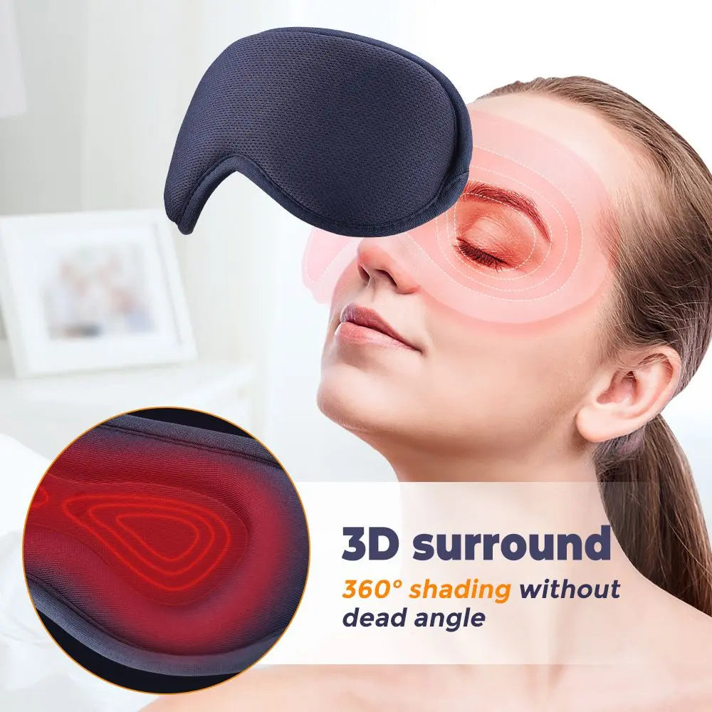 Dark Blue 3D Surround Heated Eye Massager with 1.2M USB-C Digital Display Controller Cable, 3 Heat and 6 Vibration Modes - Portable Total Blackout Sleep Mask for Travel Office Dark Circles & Eye Fatigue Wholesale Hub