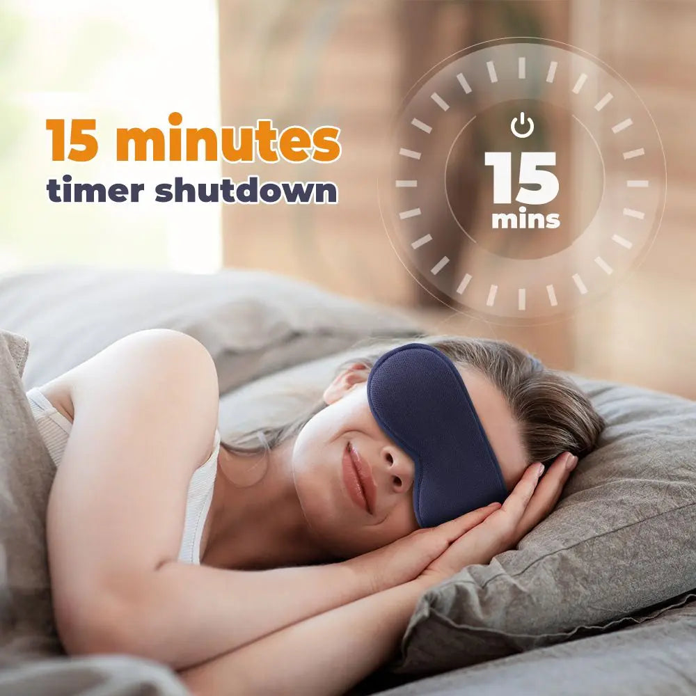 Dark Blue 3D Surround Heated Eye Massager with 1.2M USB-C Digital Display Controller Cable, 3 Heat and 6 Vibration Modes - Portable Total Blackout Sleep Mask for Travel Office Dark Circles & Eye Fatigue Wholesale Hub