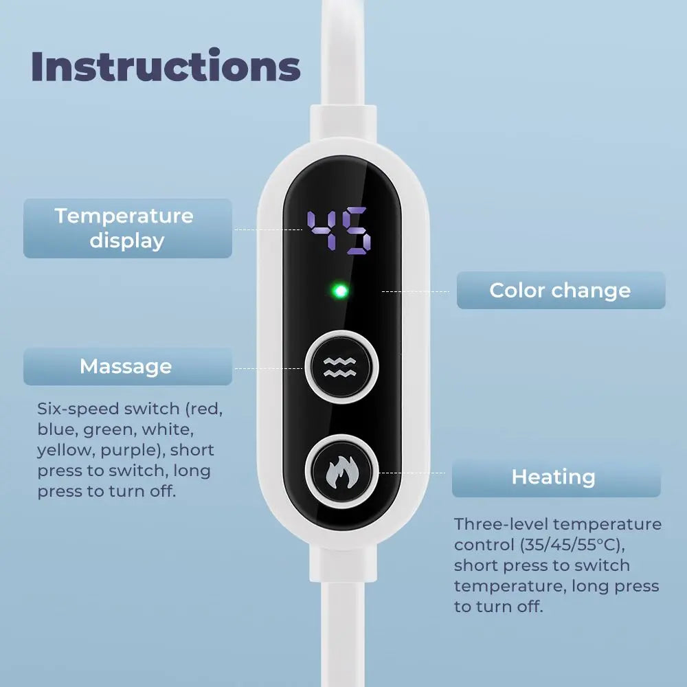 Dark Blue 3D Surround Heated Eye Massager with 1.2M USB-C Digital Display Controller Cable, 3 Heat and 6 Vibration Modes - Portable Total Blackout Sleep Mask for Travel Office Dark Circles & Eye Fatigue Wholesale Hub