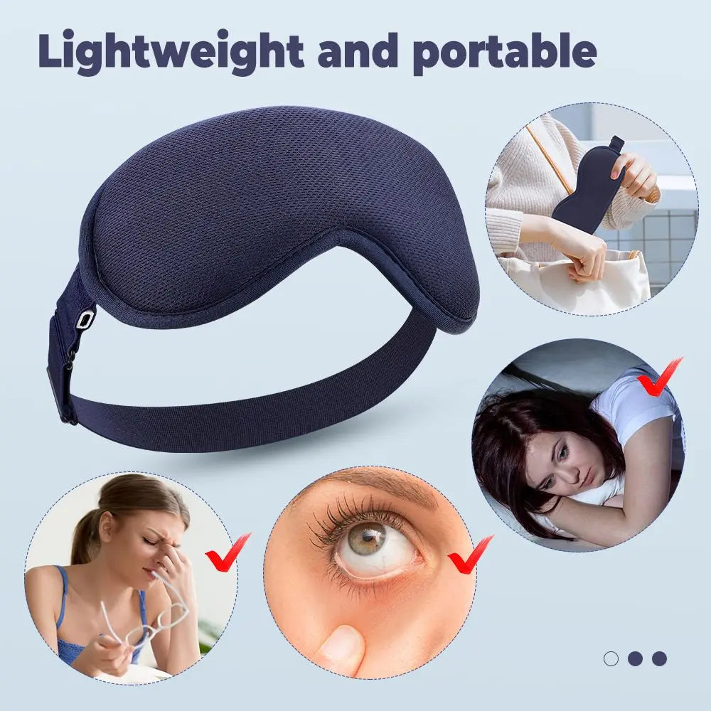 Dark Blue 3D Surround Heated Eye Massager with 1.2M USB-C Digital Display Controller Cable, 3 Heat and 6 Vibration Modes - Portable Total Blackout Sleep Mask for Travel Office Dark Circles & Eye Fatigue Wholesale Hub