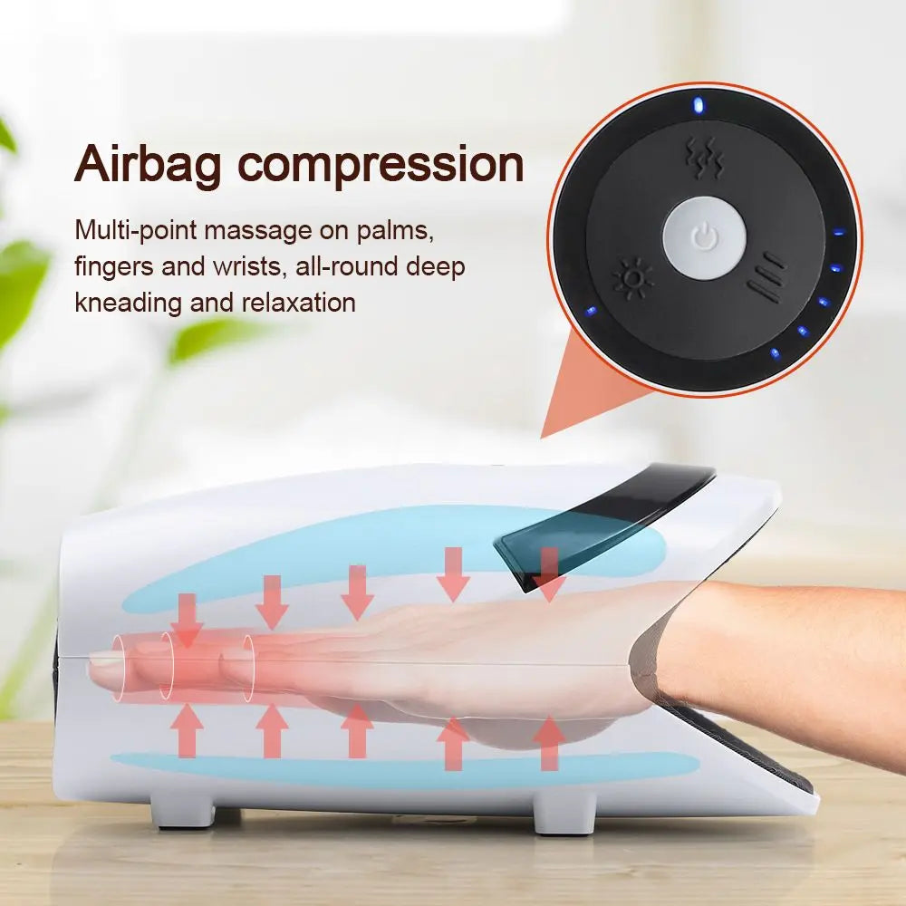 White Portable Electric Hand Massager - USB-C Rechargeable, Airbag Compression, Graphene 42℃ Constant Heating & 5 Levels Intensity for Everyday Use and Arthritis Carpal Tunnel Relief Wholesale Hub