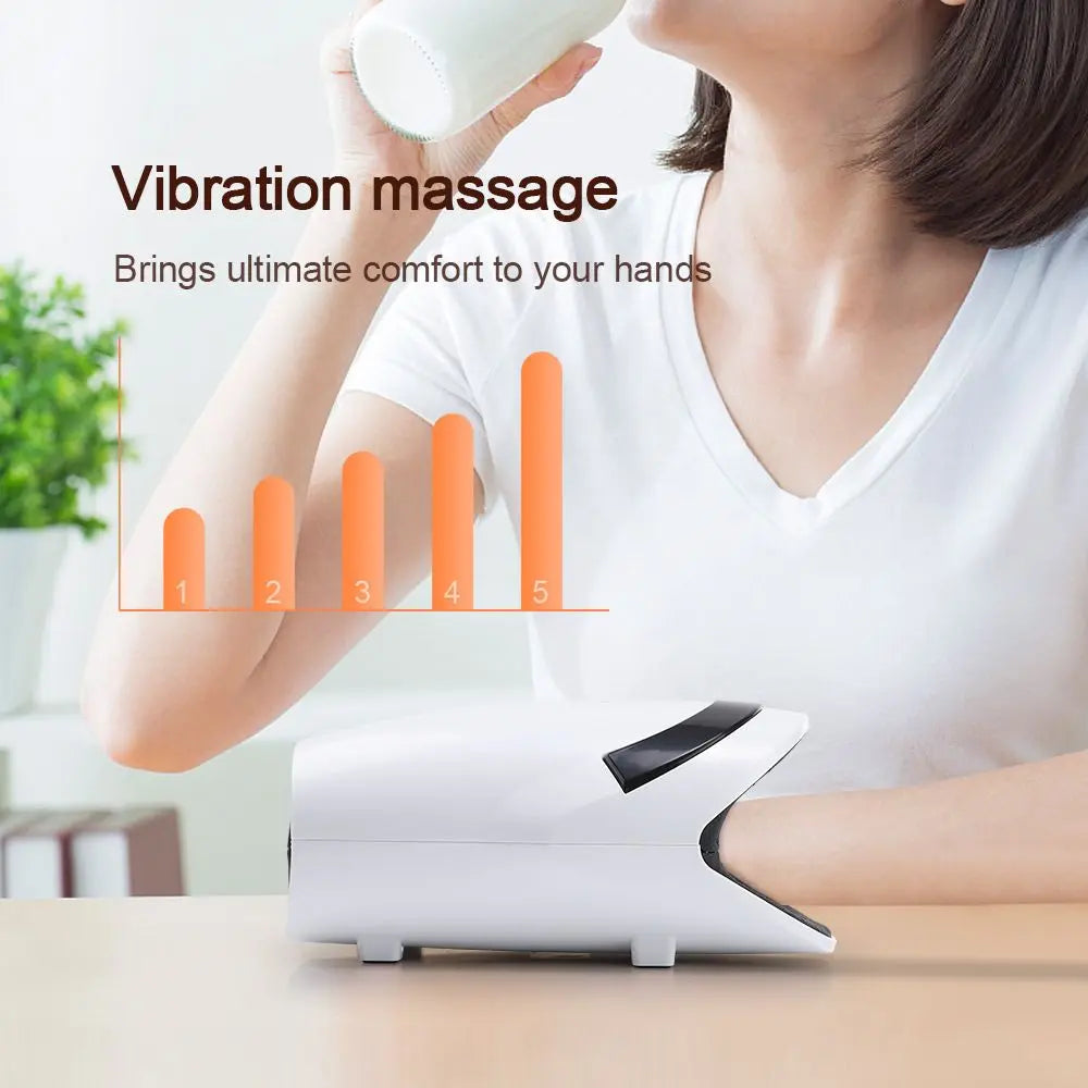 White Portable Electric Hand Massager - USB-C Rechargeable, Airbag Compression, Graphene 42℃ Constant Heating & 5 Levels Intensity for Everyday Use and Arthritis Carpal Tunnel Relief Wholesale Hub