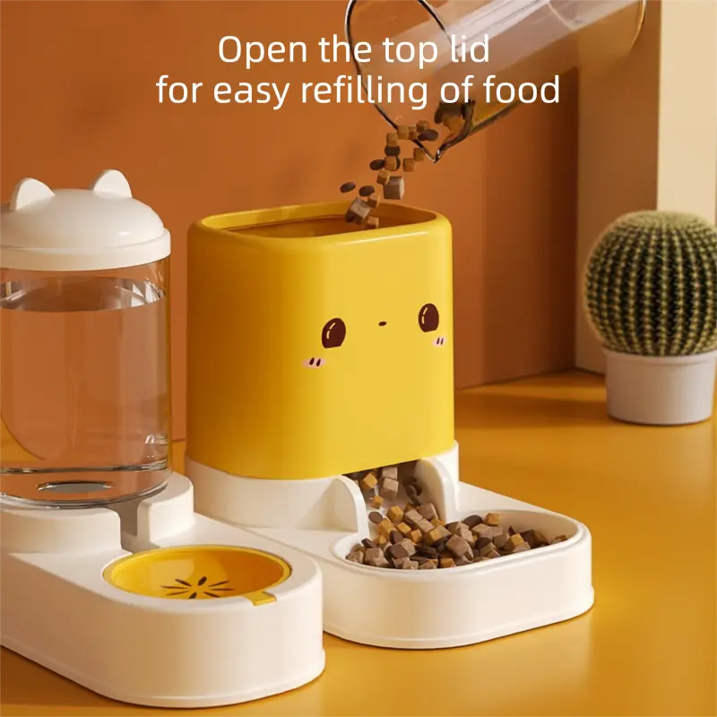 Pink Cat & Dog Automatic Feeder & Waterer Set – 2-in-1 Dry & Wet Separation Station with 2200ml Food & 1000ml Water Capacity Wholesale Hub