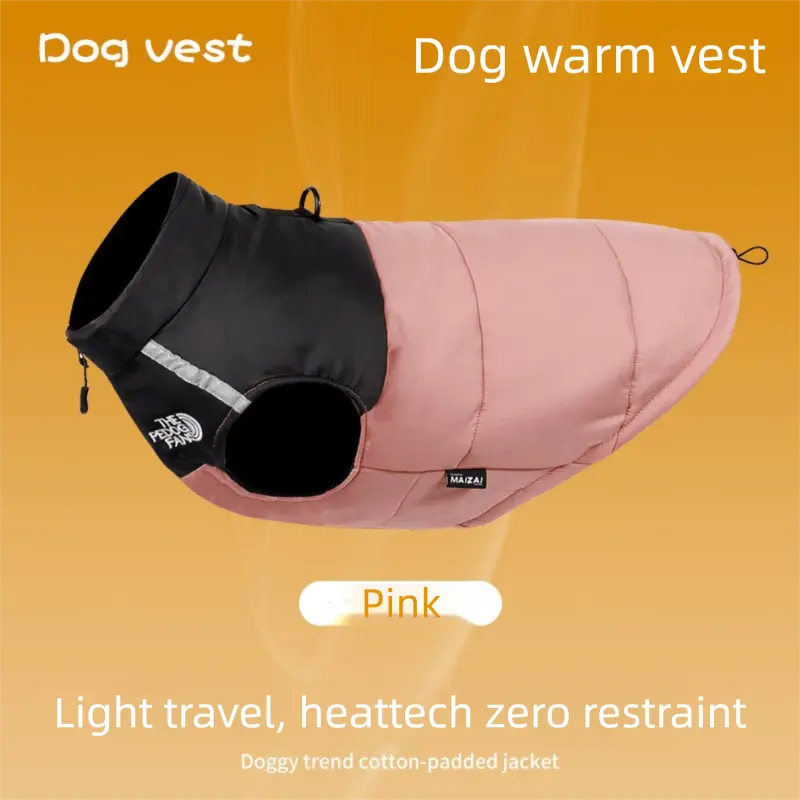 Pnik 2XL Size Dog Clothing — Warm, Thickened Cotton Jacket for Autumn & Winter; Waterproof Pet Vest — Reflective Safety Design, Leash-Compatible Wholesale Hub