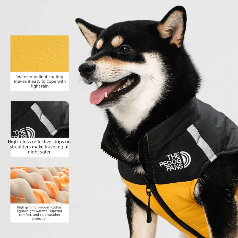 Pnik 2XL Size Dog Clothing — Warm, Thickened Cotton Jacket for Autumn & Winter; Waterproof Pet Vest — Reflective Safety Design, Leash-Compatible Wholesale Hub