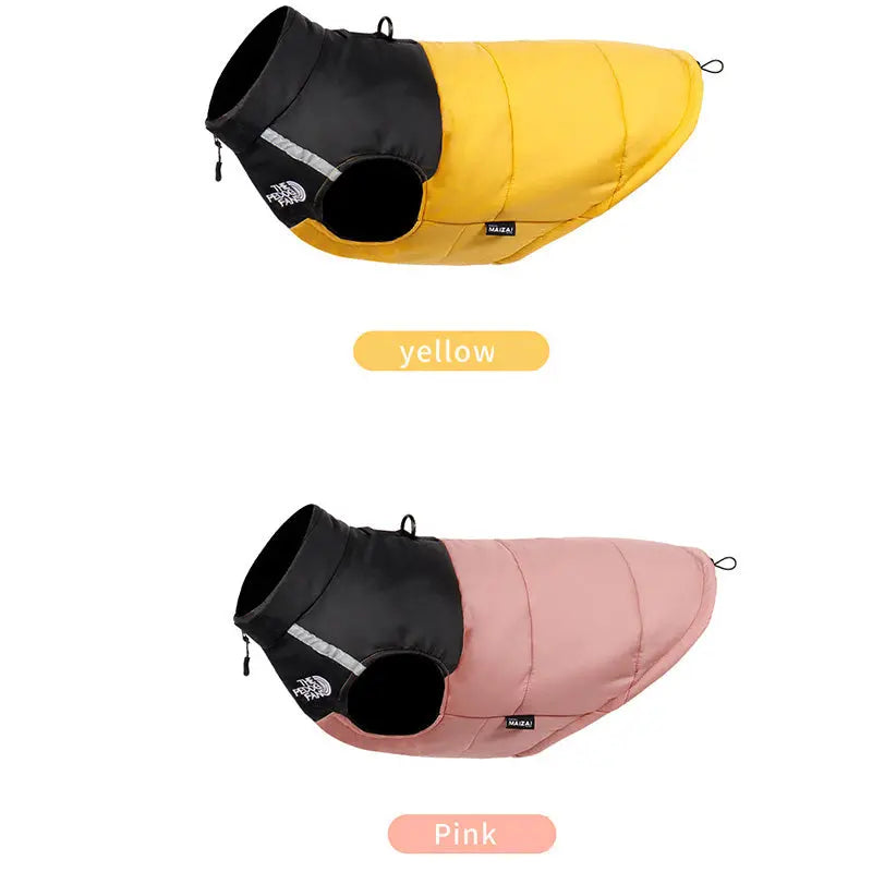 2-Pack (Pink + Yellow) —M Size — Warm, Thickened Winter Dog Coat / Pet Clothing — Waterproof Winter Dog Vest — Reflective Safety Design (Leash Compatible) Wholesale Hub