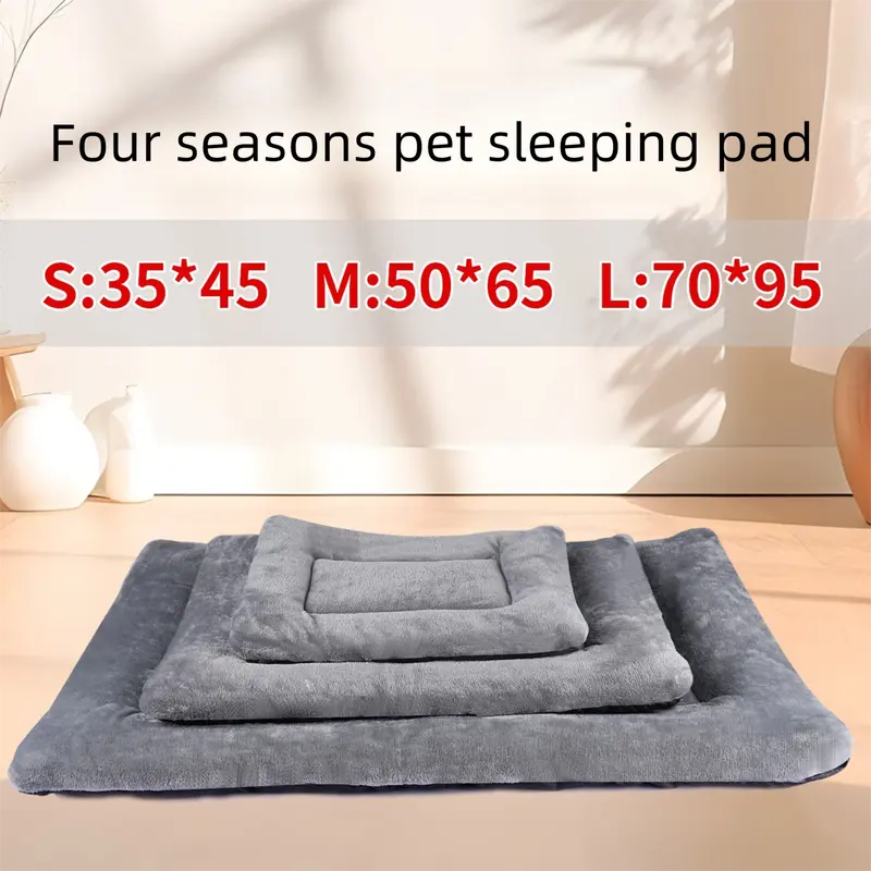 Grey L size Plush Flannel Pet Bed with Removable Sponge - Waterproof, Extra Wide & Thickened, Soft Four Seasons Pet Sleeping Mat for Dogs and Cats Wholesale Hub