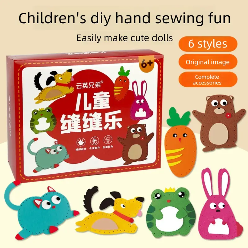 Kids Sewing Craft Kit - DIY Felt Plush Animal Toys Set with 6 Cute Characters, Safe Plastic Needles, Pre-Cut Materials - Creative Hand Stitching Activity for Boys Girls Ages 6+ - Perfect Birthday Gift【Color box packaging】 Wholesale Hub