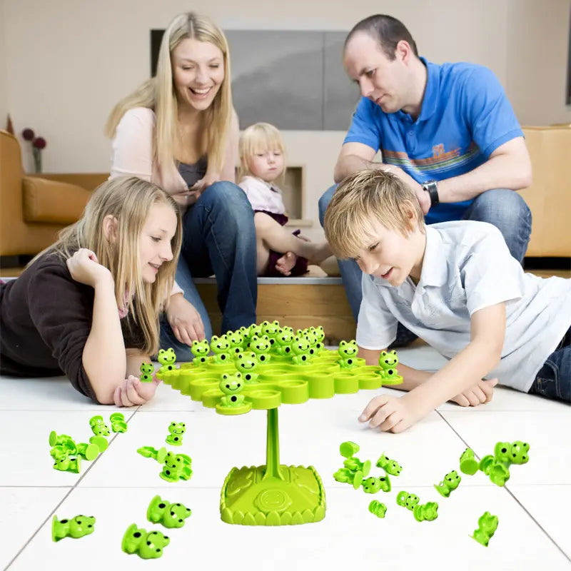 Green Frog Balance Tree Stacking Game - 50PCS Two-Player Balance Board Game with Challenge Spinner, Desktop Puzzle Toy for Preschool Kids Hand-Eye Coordination Development Wholesale Hub
