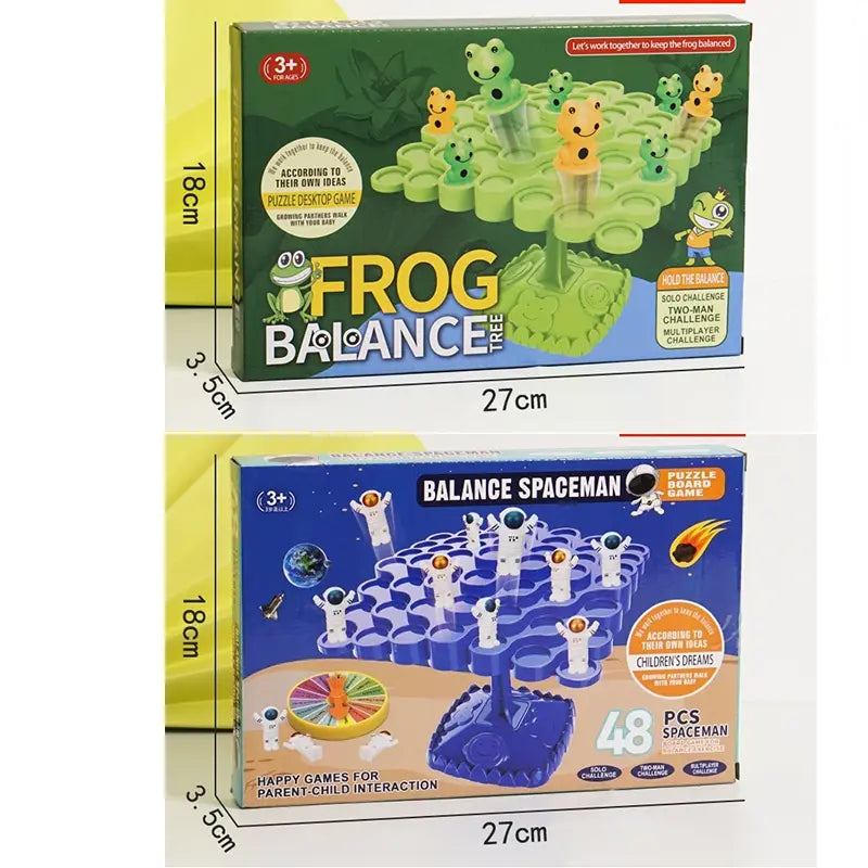 2PCS Two-Player Balance Tree Game Set - 48PCS Stacking Spaceman and 50PCSFrog Figures with Game Accessories - Fun Educational Desktop Toy for Kids Family Game Night Ages 3+ Wholesale Hub