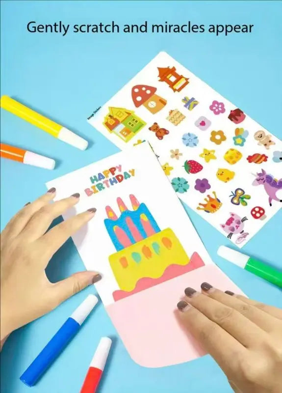 35-Piece Kids Rainbow Scratch Paper Kit - 20PCS Magic Scratch Art Cards with Postcard Back, - Pointillism Art Craft for Children 6 Years and Up Wholesale Hub