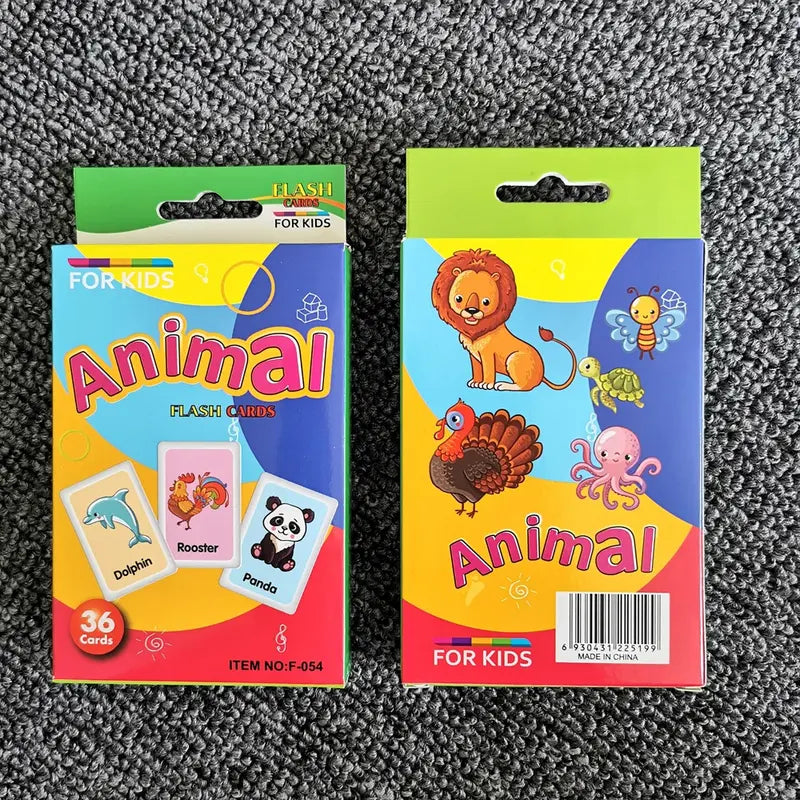 4-Set Kids Early Education Flash Cards, Montessori Cognitive Development Toys for Toddlers Ages 4+, Educational Gift for Boys Girls【Animal+Shape+Colour+Time】 Wholesale Hub