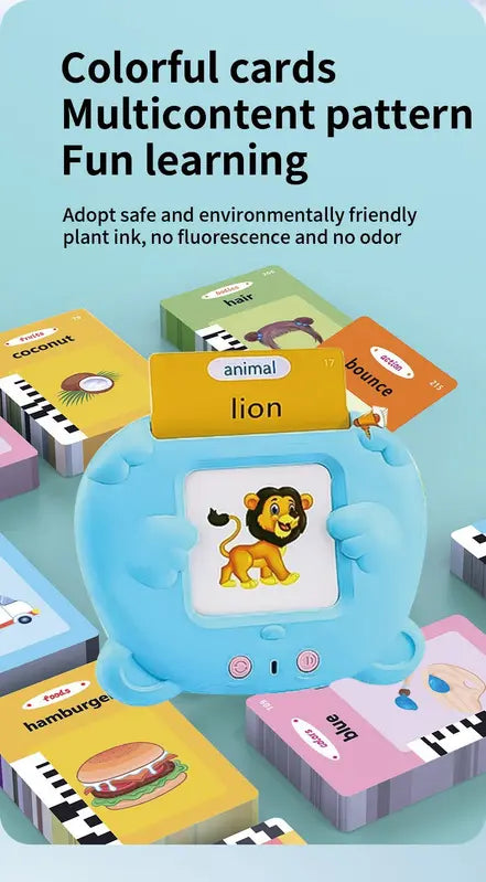 Blue Cat Talking Cards Educational Toy for Toddlers 112 Cards Audible Preschool Learning Machine Early Childhood Development Interactive Reading Cards with Rechargeable Battery ABS Material Wholesale Hub
