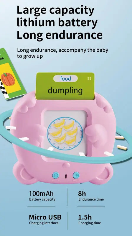 Blue Cat Talking Cards Educational Toy for Toddlers 112 Cards Audible Preschool Learning Machine Early Childhood Development Interactive Reading Cards with Rechargeable Battery ABS Material Wholesale Hub