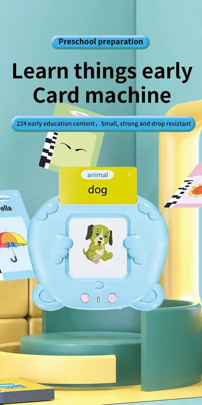 Blue Bear Talking Cards Educational Toy for Toddlers 112 Cards Audible Preschool Learning Machine Early Childhood Development Interactive Reading Cards with Rechargeable Battery ABS Material Wholesale Hub