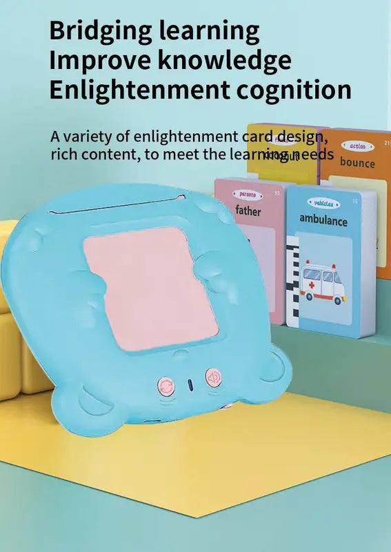 Blue Bear Talking Cards Educational Toy for Toddlers 112 Cards Audible Preschool Learning Machine Early Childhood Development Interactive Reading Cards with Rechargeable Battery ABS Material Wholesale Hub