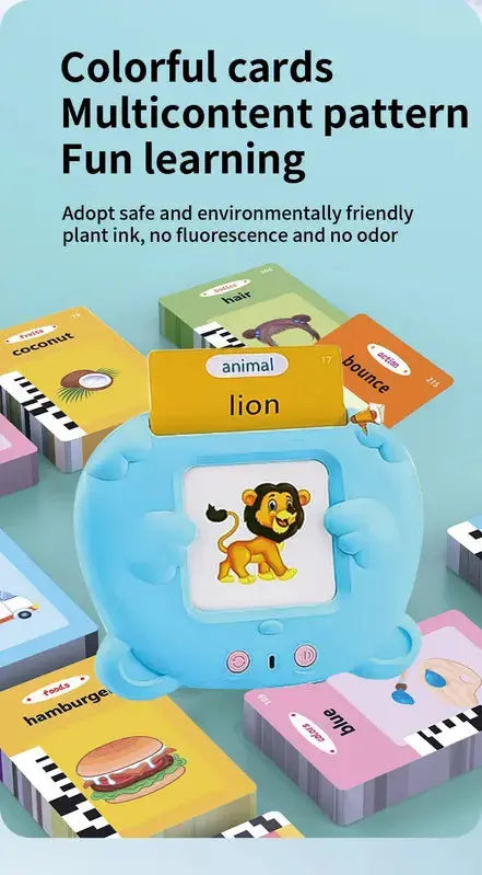 Blue Bear Talking Cards Educational Toy for Toddlers 112 Cards Audible Preschool Learning Machine Early Childhood Development Interactive Reading Cards with Rechargeable Battery ABS Material Wholesale Hub