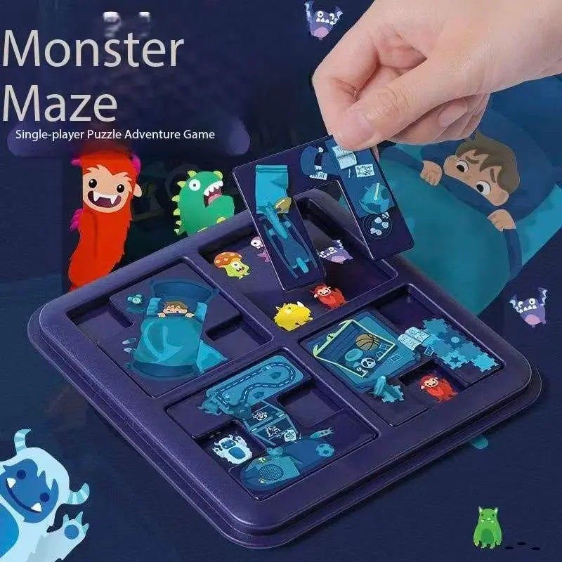 Monster Maze Puzzle Game 60 Challenges Logic Brain Teaser Parent-Child Interactive Board Game Concentration Training Plastic Material 4+ Years Educational Toy Wholesale Hub
