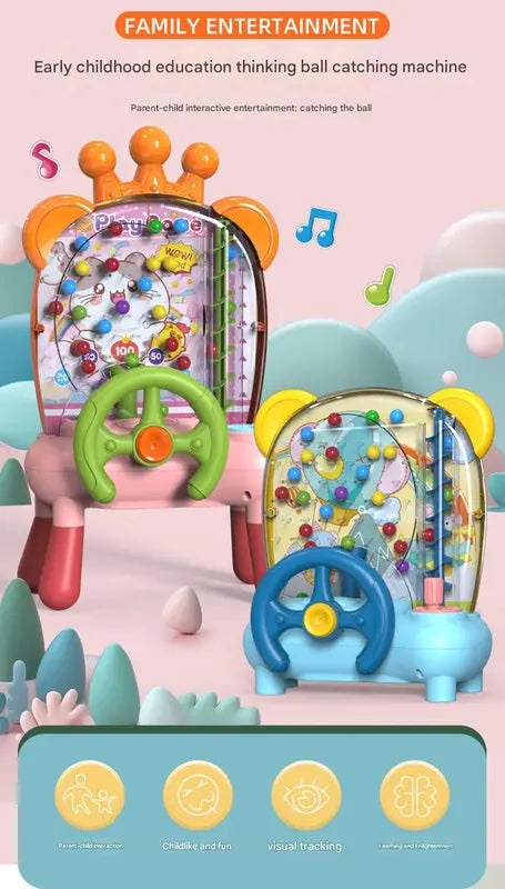 Blue Ball Catching Machine Game Kids Steering Wheel Pinball Desktop Game Hand Eye Coordination Training Parent-Child Interactive Educational Toy Concentration Focus Plastic 4+ Years Wholesale Hub