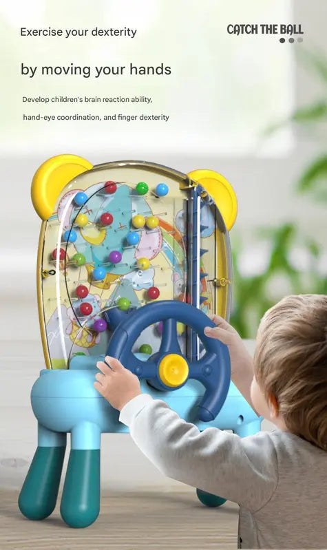 Blue Ball Catching Machine Game Kids Steering Wheel Pinball Desktop Game Hand Eye Coordination Training Parent-Child Interactive Educational Toy Concentration Focus Plastic 4+ Years Wholesale Hub