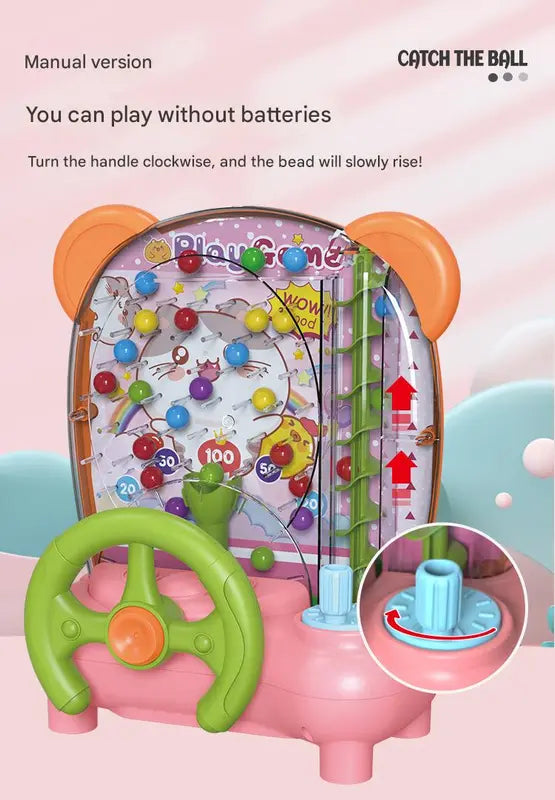 Blue Ball Catching Machine Game Kids Steering Wheel Pinball Desktop Game Hand Eye Coordination Training Parent-Child Interactive Educational Toy Concentration Focus Plastic 4+ Years Wholesale Hub
