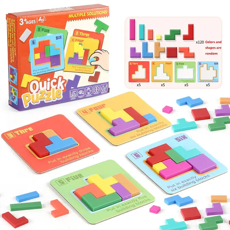 Quick Puzzle Tetris Building Blocks Game Speed Challenge Parent-Child Interactive Brain Training 20 Challenge Cards 4 Difficulty Levels ABS Material 3+ Years Educational Toy Wholesale Hub