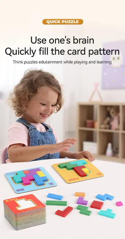 Quick Puzzle Tetris Building Blocks Game Speed Challenge Parent-Child Interactive Brain Training 20 Challenge Cards 4 Difficulty Levels ABS Material 3+ Years Educational Toy Wholesale Hub