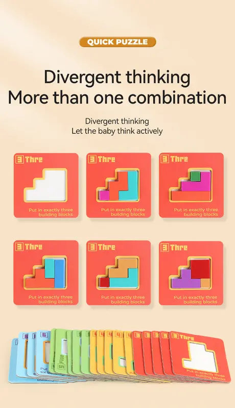 Quick Puzzle Tetris Building Blocks Game Speed Challenge Parent-Child Interactive Brain Training 20 Challenge Cards 4 Difficulty Levels ABS Material 3+ Years Educational Toy Wholesale Hub