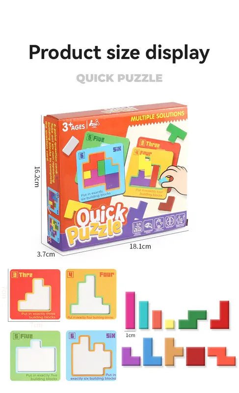 Quick Puzzle Tetris Building Blocks Game Speed Challenge Parent-Child Interactive Brain Training 20 Challenge Cards 4 Difficulty Levels ABS Material 3+ Years Educational Toy Wholesale Hub