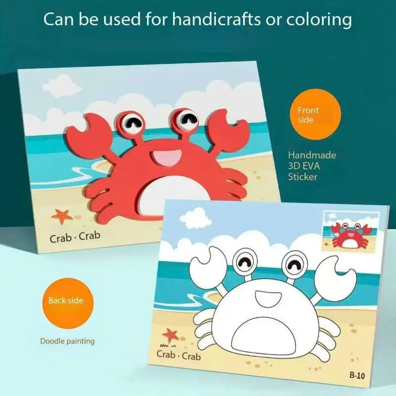 3-pce Kids 3D EVA Foam Sticker Art Kit - Princess Theme DIY Craft Activity Set with 12 Designs, Self-Adhesive Pre-Cut Shapes, Creative Handmade Gift Box for Girls Ages 4+ Preschool Educational Toy【Animals+ Oceans+Birds】 Wholesale Hub