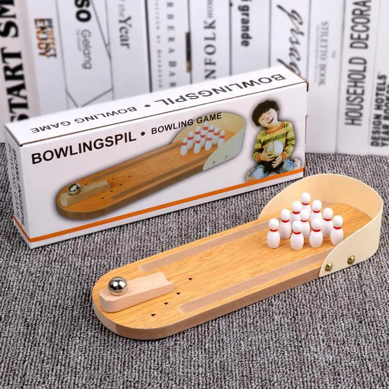 Mini Tabletop Bowling Game Set - Desktop Interactive Parent-Child Toy with Metal Ball, Hand-Eye Coordination Training, 3-6 Years Educational Gift, Home Office Stress Relief Decor Wholesale Hub