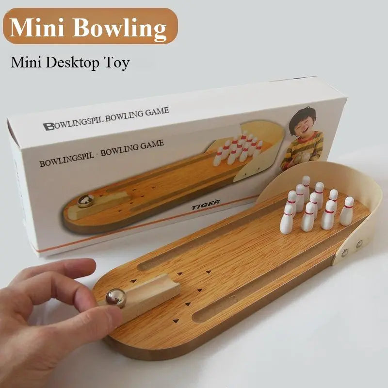 Mini Tabletop Bowling Game Set - Desktop Interactive Parent-Child Toy with Metal Ball, Hand-Eye Coordination Training, 3-6 Years Educational Gift, Home Office Stress Relief Decor Wholesale Hub
