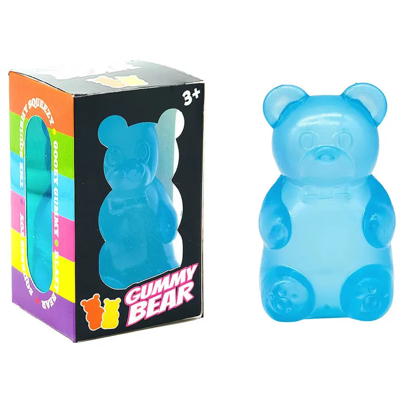 Blue Candy Gummy Bear Squishy Stress Relief Toy - Slow Rising Squeeze Fidget Toys for Kids, Soft TPR Sensory Toy for Anxiety Relief, Cute Kawaii Decompression Gift for Ages 3+ Wholesale Hub