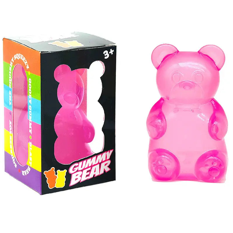 Pink Candy Gummy Bear Squishy Stress Relief Toy - Slow Rising Squeeze Fidget Toys for Kids, Soft TPR Sensory Toy for Anxiety Relief, Cute Kawaii Decompression Gift for Ages 3+ Wholesale Hub