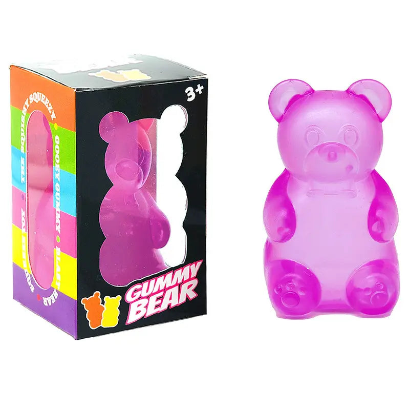 Purple Candy Gummy Bear Squishy Stress Relief Toy - Slow Rising Squeeze Fidget Toys for Kids, Soft TPR Sensory Toy for Anxiety Relief, Cute Kawaii Decompression Gift for Ages 3+ Wholesale Hub
