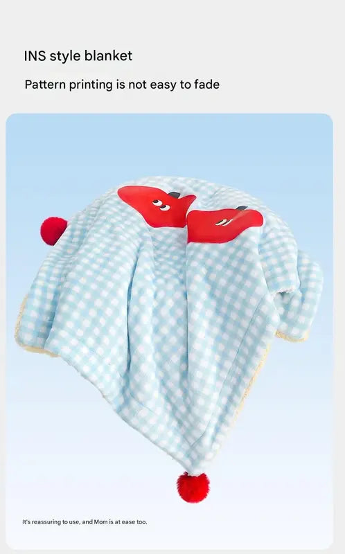 S size 2-Piece Plaid Apple Pet Blanket and Pillow Set - Soft Cotton Plush Sleeping Mat for Dogs and Cats, All-Season Reversible Cushion Bed with Cute Bear Pillow, Machine Washable Pet Bed Accessories Wholesale Hub